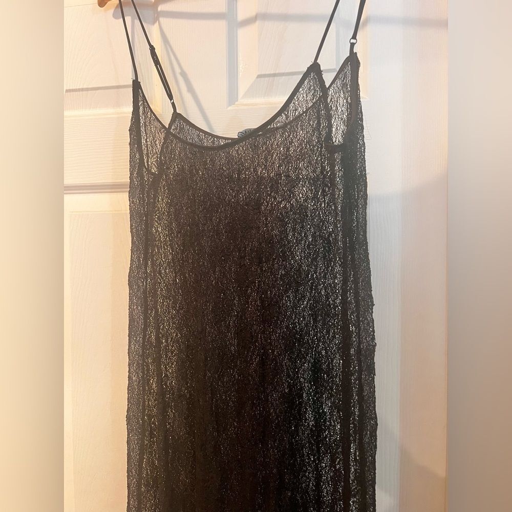 ZARA L Black Lace Dress w layered flounce hem. NWT - Picture 9 of 16